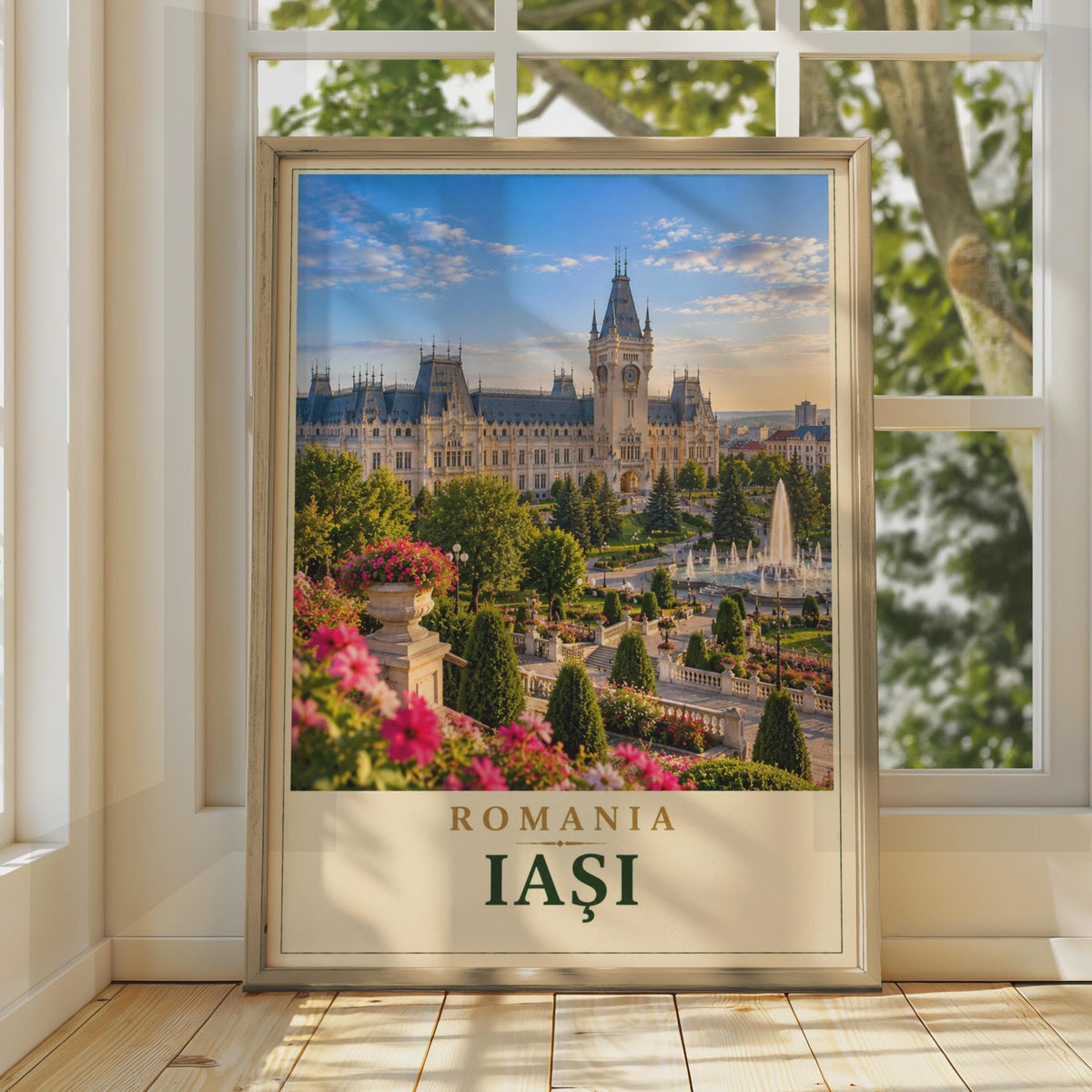 Iasi Romania Travel Poster, Palace of Culture, Eastern Europe Architecture (Print)