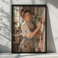 Optical Illusion Painter Woman Poster, Trompe L'oeil Paint Splatter Art Print (Physical)