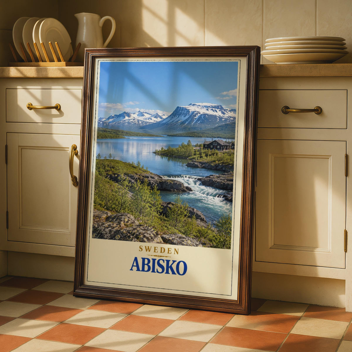 Abisko Sweden Travel Poster, Swedish Lapland Mountain Lake Print, Nordic Nature Wall Art