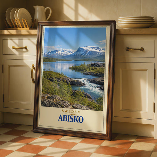 Abisko Sweden Travel Poster, Swedish Lapland Mountain Lake Print, Nordic Nature Wall Art