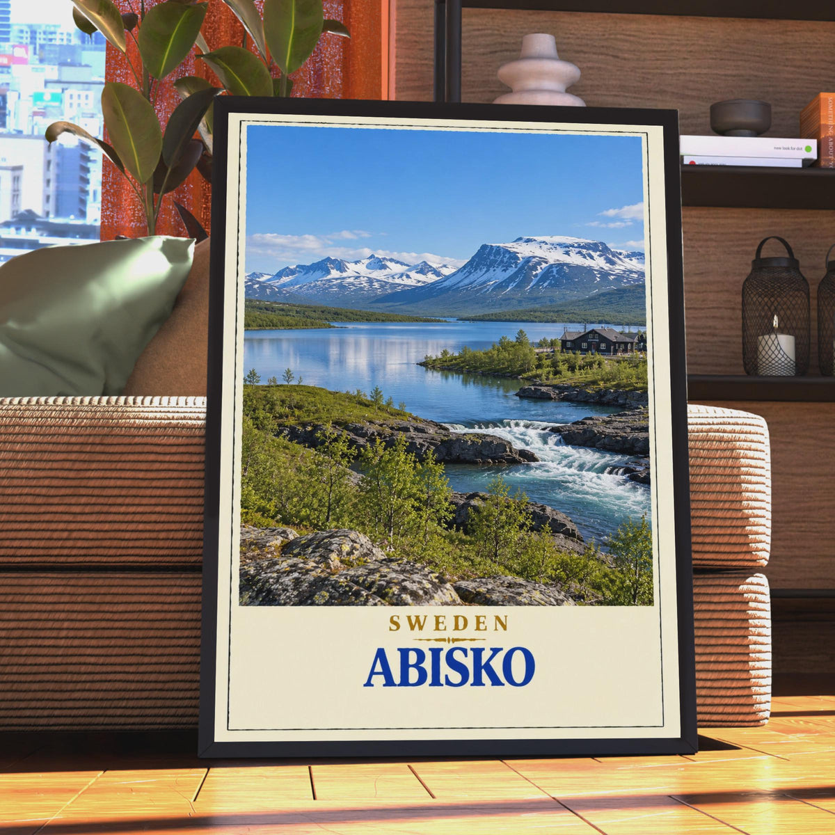 Abisko Sweden Travel Poster, Swedish Lapland Mountain Lake Print, Nordic Nature Wall Art