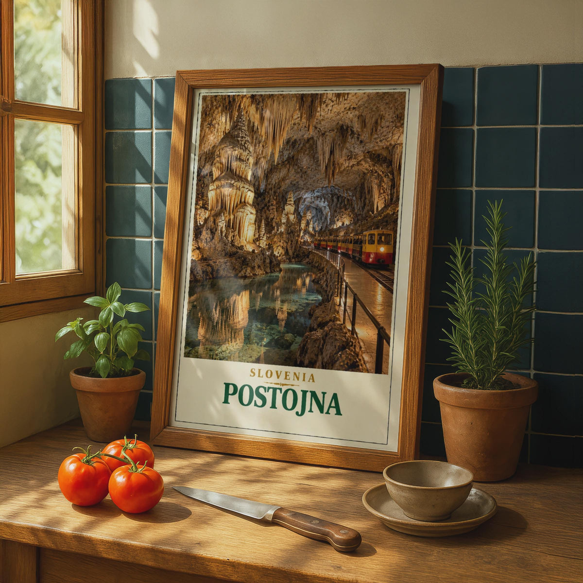Postojna Cave Slovenia Travel Poster, Vintage Style Cave Train Wall Art (Print)