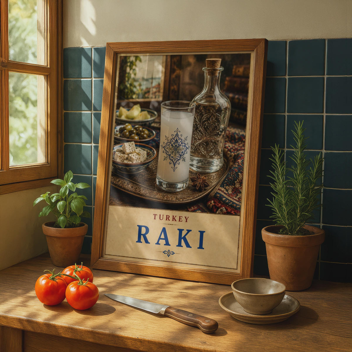 Turkey Raki Poster, Anise Spirit, Istanbul Bar Decor, Vintage Style Print