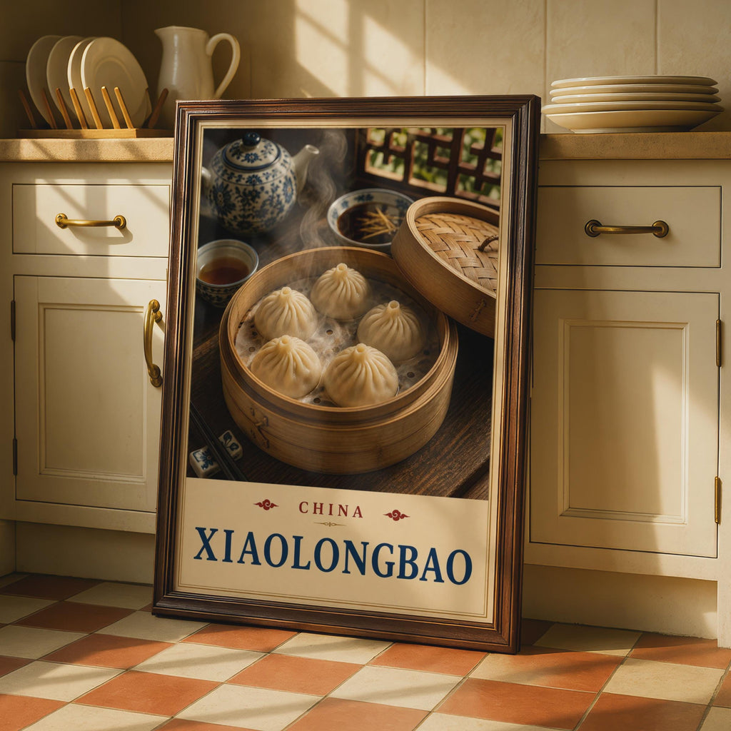 Xiaolongbao China Food Poster, Dim Sum Kitchen Wall Art, Asian Cuisine Print