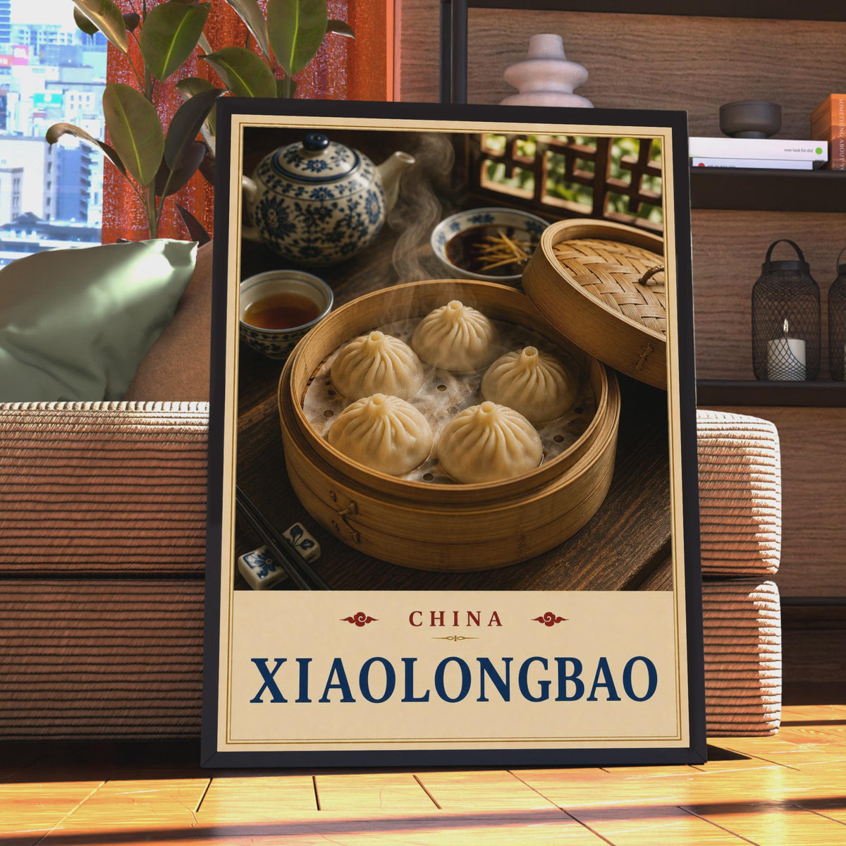 Xiaolongbao China Food Poster, Dim Sum Kitchen Wall Art, Asian Cuisine Print