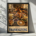 America Thanksgiving Poster, Traditional Feast Wall Art, Autumn Dining Room Decor
