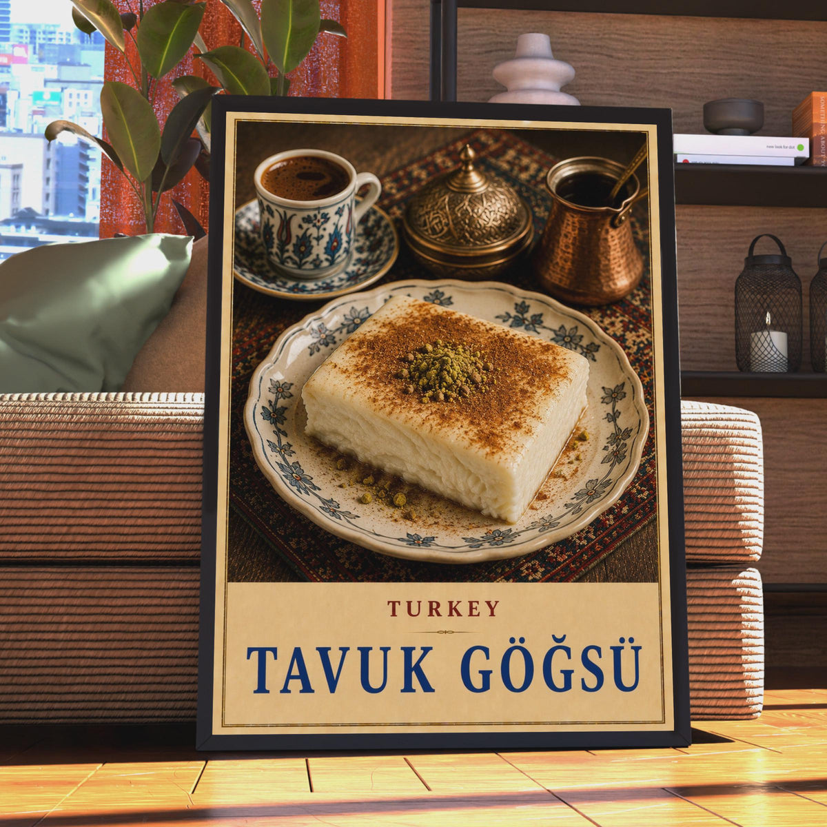 Tavuk Gogsu Turkish Dessert Poster, Ottoman Cuisine Art, Istanbul Kitchen Decor