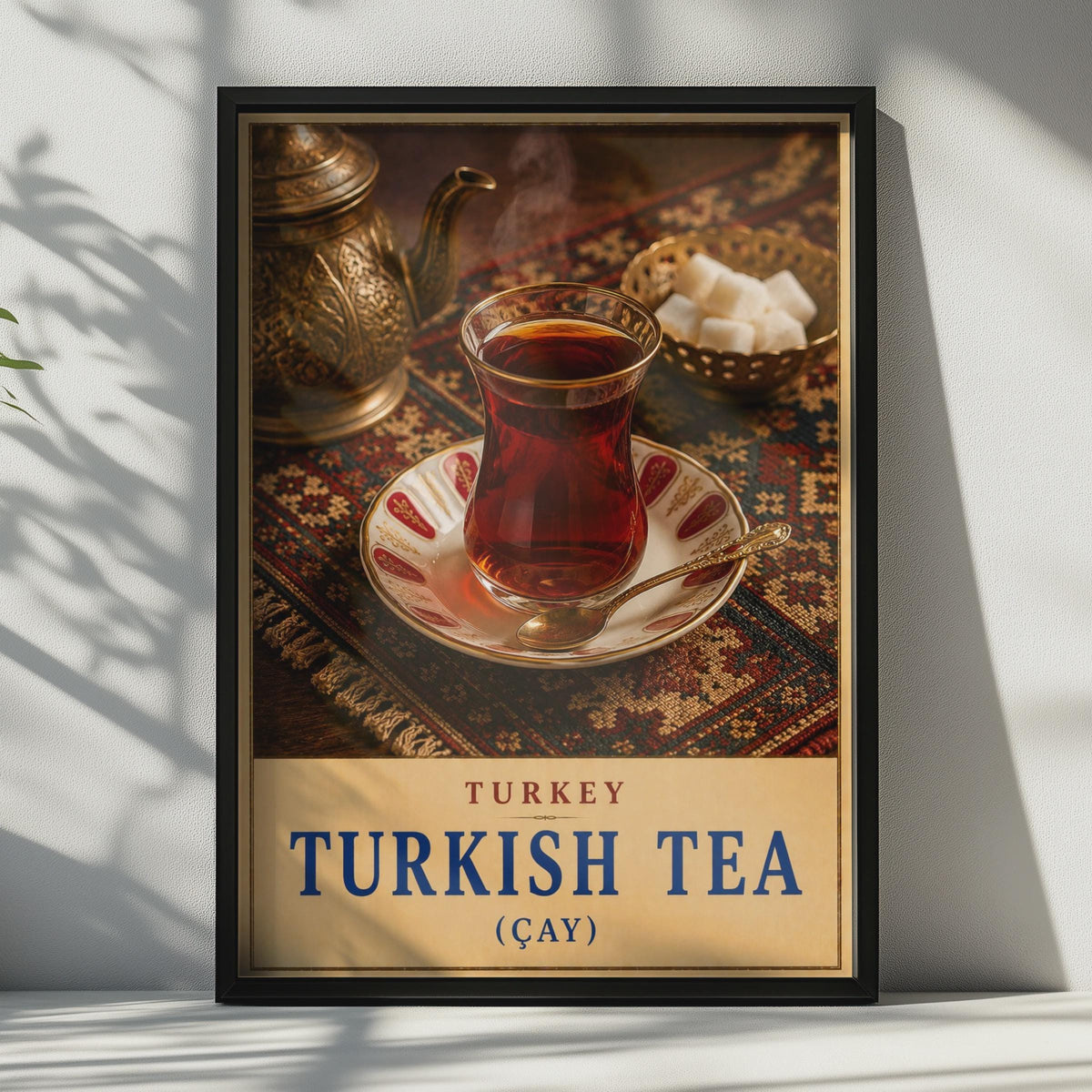 Turkish Tea (Çay) Poster, Vintage Travel Art, Warm Tones, Cafe Decor