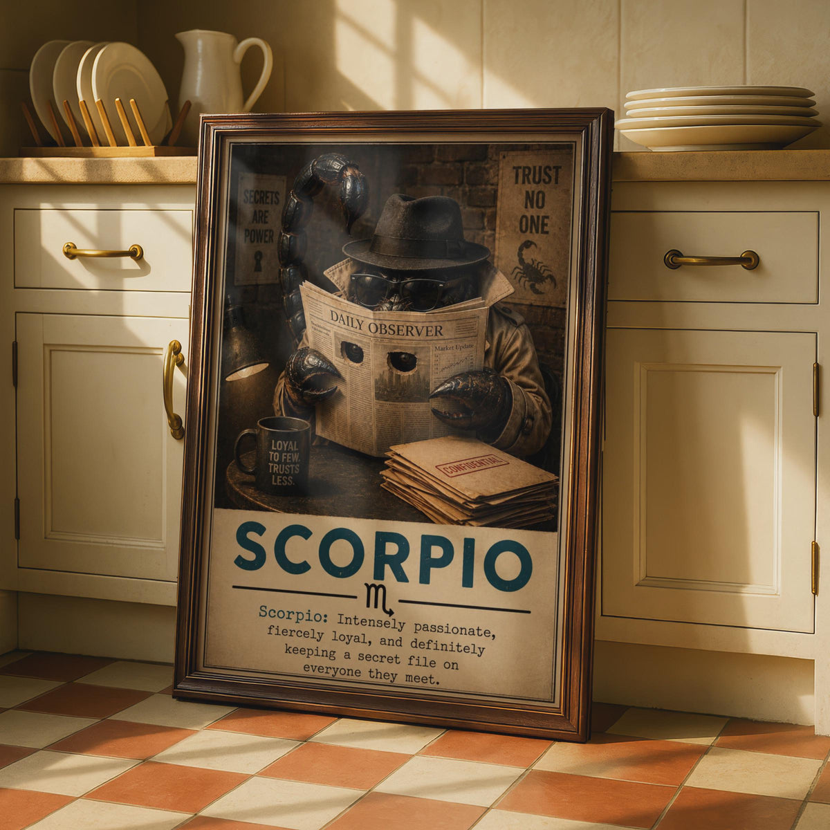 Scorpio Zodiac Poster, Dark Vintage Style, Funny Astrology Gift (Print)