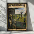 Alien Observations Golf Poster, Retro Sci-Fi Humor Wall Art (Print)