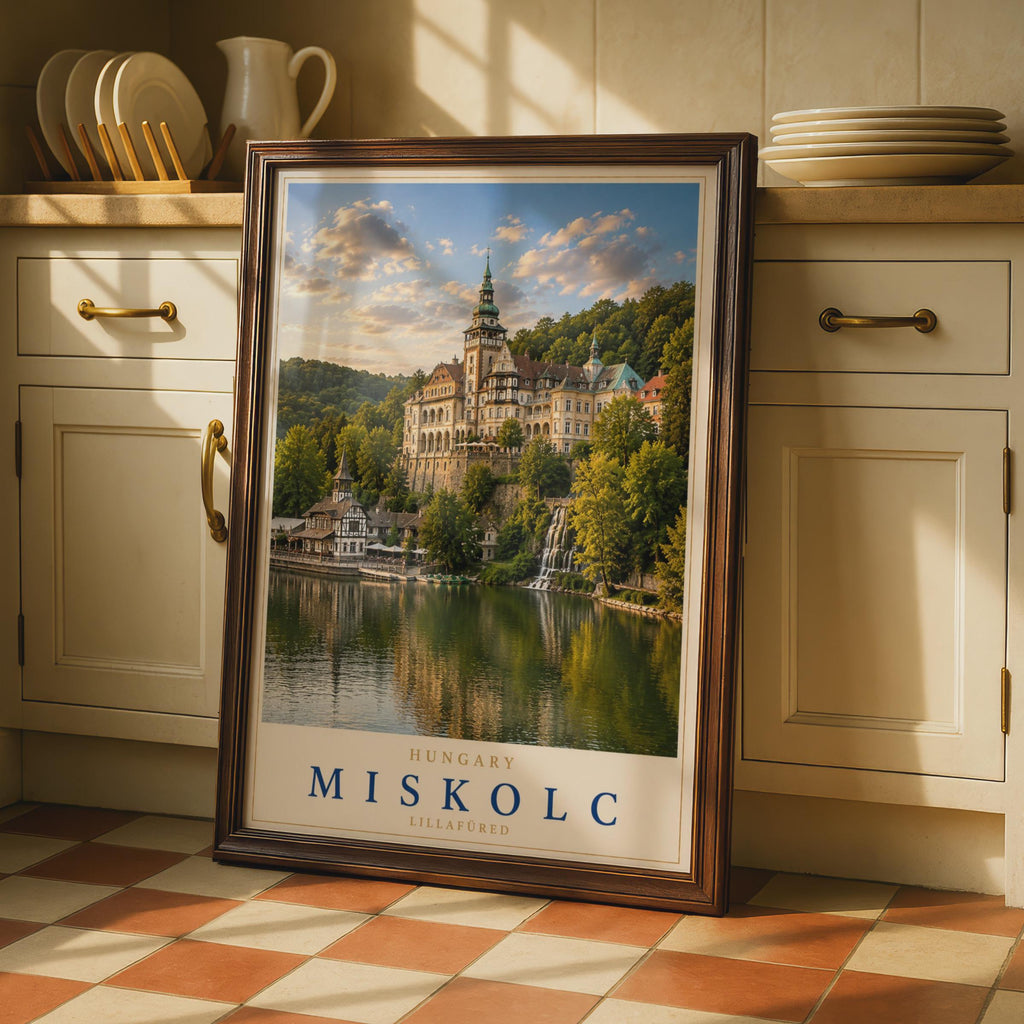 Miskolc Lillafured Travel Poster, Palota Hotel Lake, Hungarian Castle Print (Europe Architecture Decor)