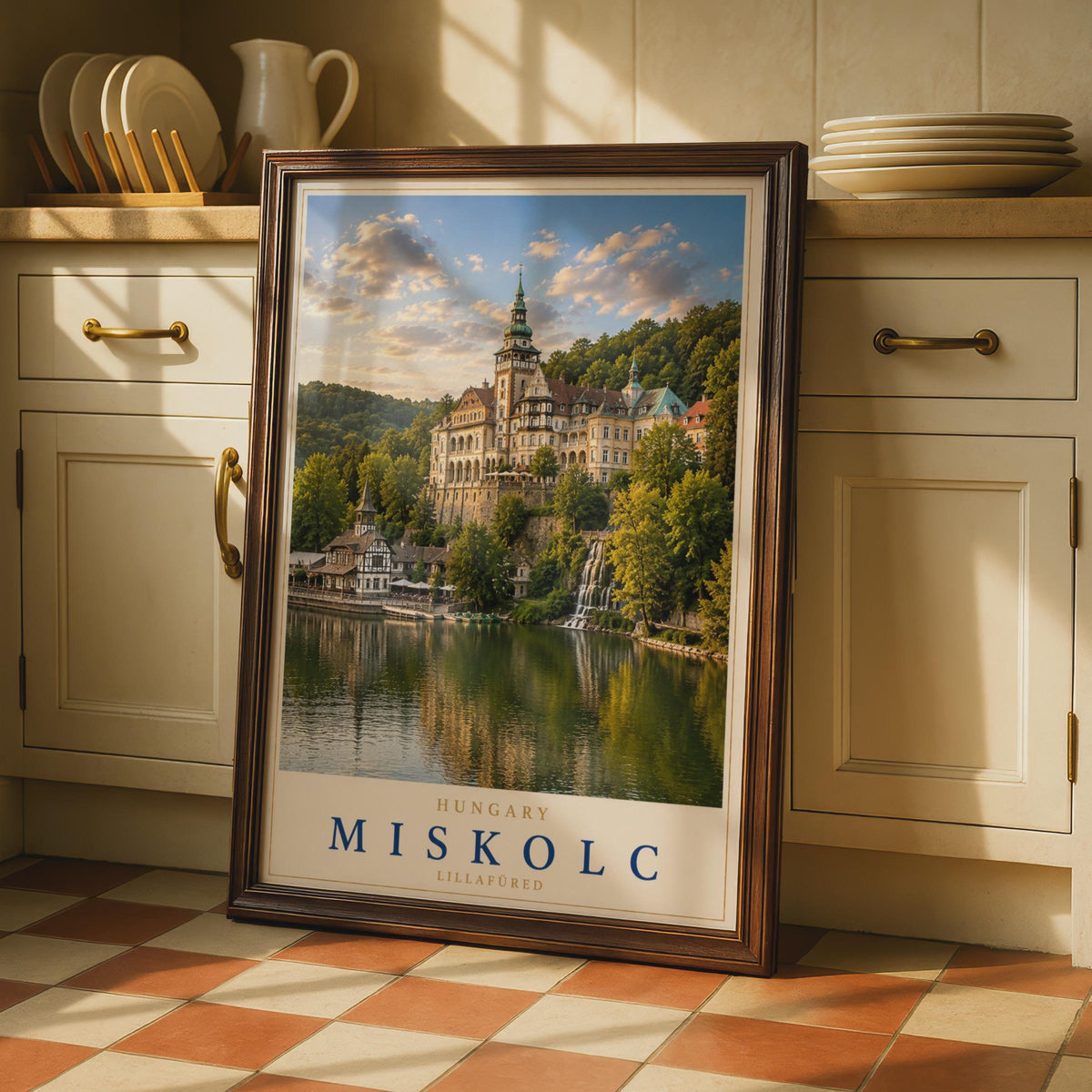 Miskolc Lillafured Travel Poster, Palota Hotel Lake, Hungarian Castle Print (Europe Architecture Decor)