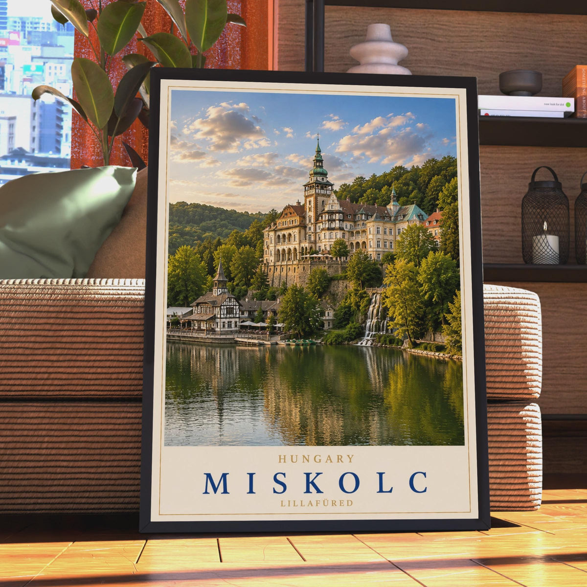 Miskolc Lillafured Travel Poster, Palota Hotel Lake, Hungarian Castle Print (Europe Architecture Decor)