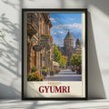 Gyumri Armenia Travel Poster, Vintage Street Scene, Caucasus Mountains (Print)