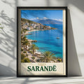 Sarande Albania Travel Poster, Ionian Sea Coastal Print, Mediterranean Bay Home Decor
