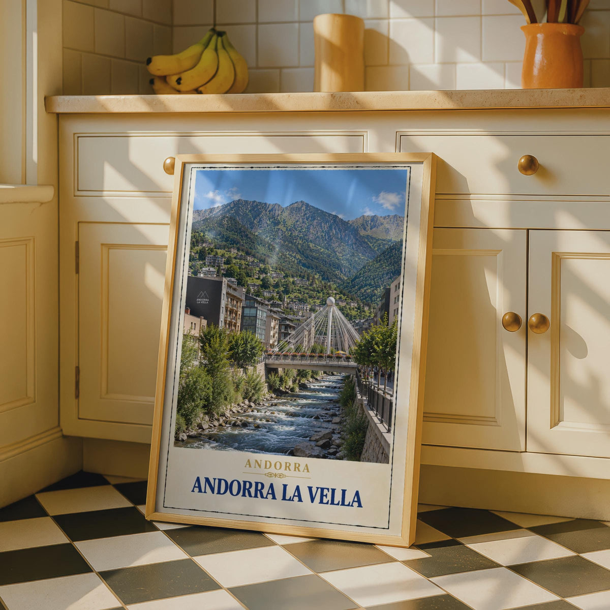 Andorra La Vella Travel Poster, Pyrenees Mountain City, Vintage Style Print (Europe Capital)