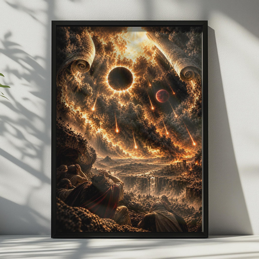 Sixth Seal Revelation Poster, Biblical Apocalypse Wall Art, Blood Moon Dark Sun, Book of Revelation, End Times Christian Post