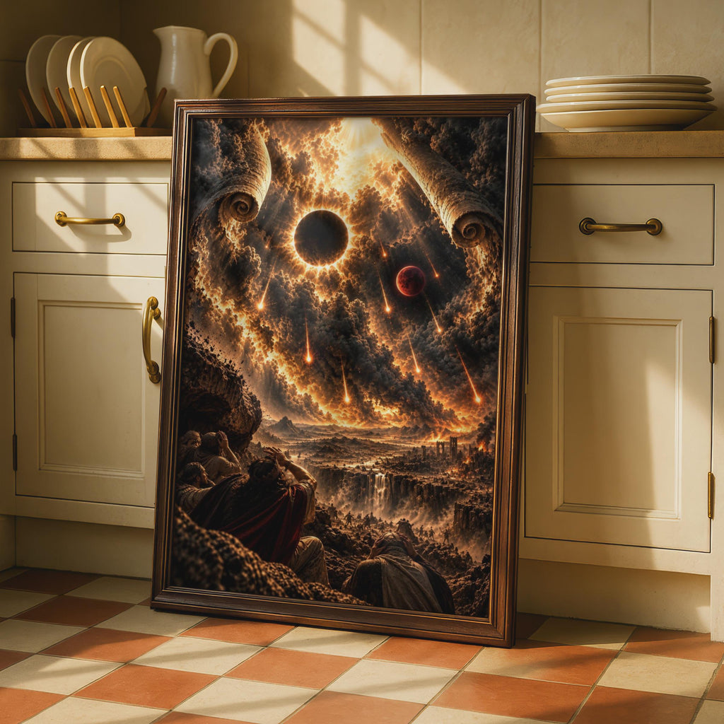 Sixth Seal Revelation Poster, Biblical Apocalypse Wall Art, Blood Moon Dark Sun, Book of Revelation, End Times Christian Post