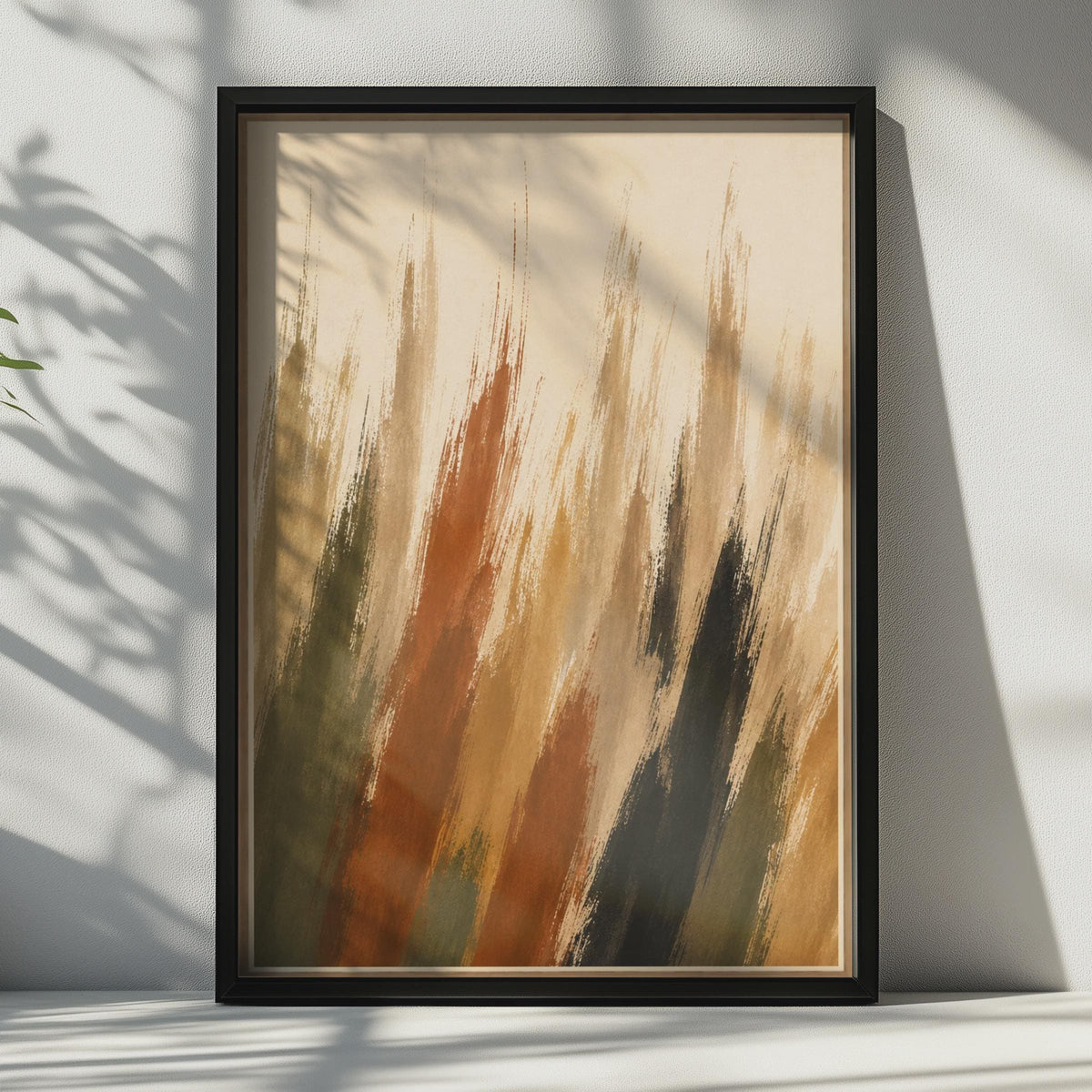 Abstract Brushstroke Poster, Earthy Terracotta Olive Green Wall Art, Autumn Tones Modern Art Print, Boho Living Room Decor, N