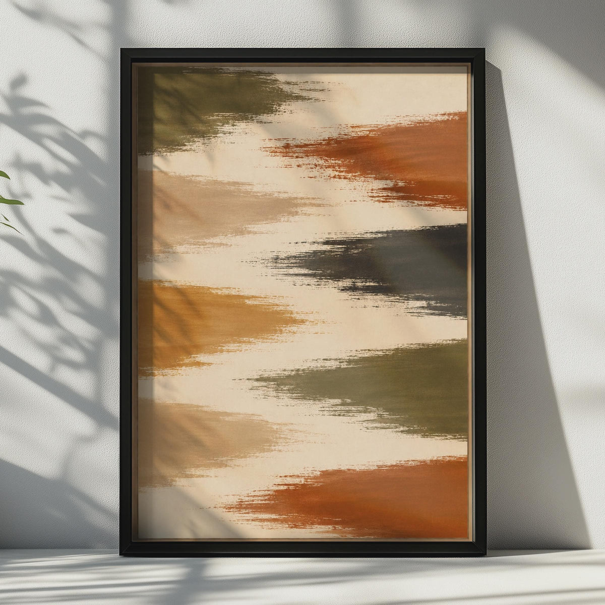 Abstract Brushstroke Poster, Terracotta Olive Mustard Wall Art, Earthy Tones, Modern Living Room Decor, Color Block Design