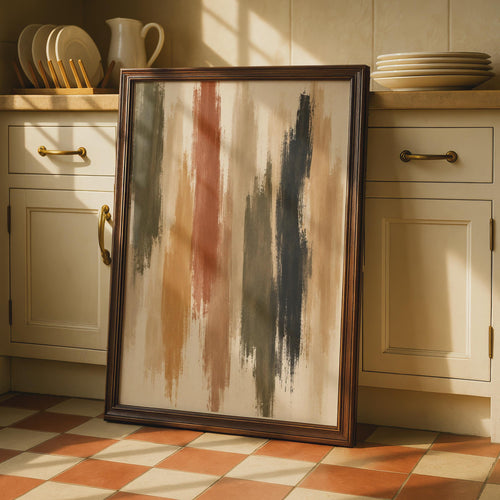 Abstract Brushstroke Poster, Earthy Tone Painting Print, Boho Living Room Decor, Warm Neutral Home Art