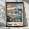 Jokulsarlon Iceland Glacier Lagoon Poster, Iceberg Travel Art, Nordic Landscape Print
