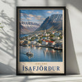 Isafjorður Iceland Travel Poster, Westfjords Harbour, Nordic Coastal Decor (Print)