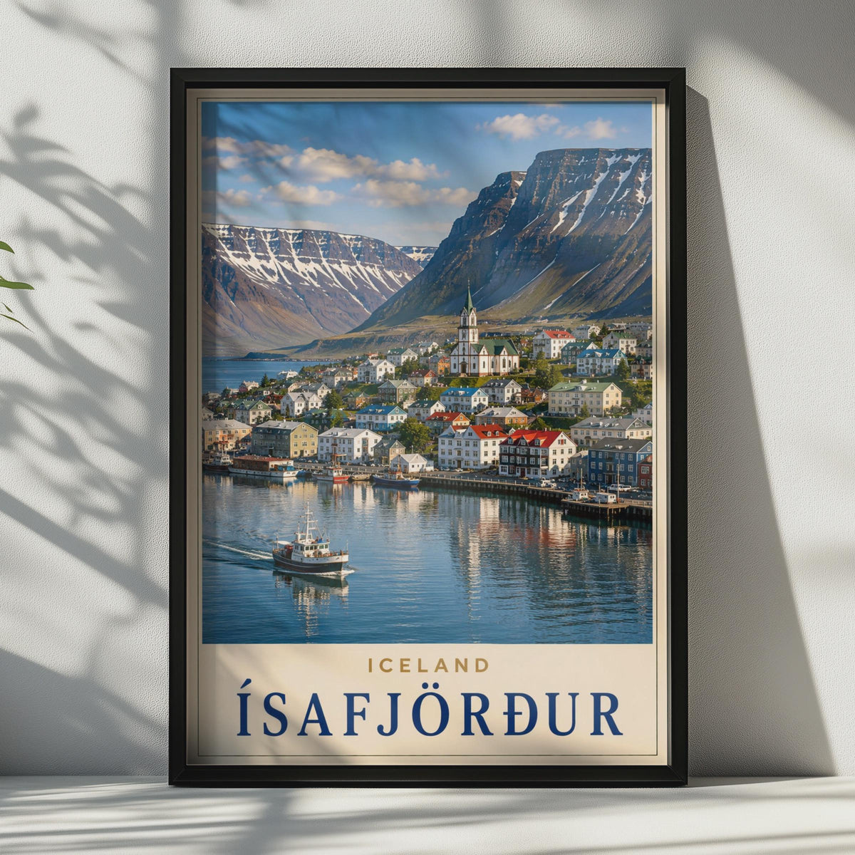 Isafjorður Iceland Travel Poster, Westfjords Harbour, Nordic Coastal Decor (Print)