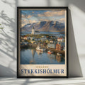 Stykkisholmur Iceland Travel Poster, Nordic Harbour Town, Snæfellsnes Peninsula Decor