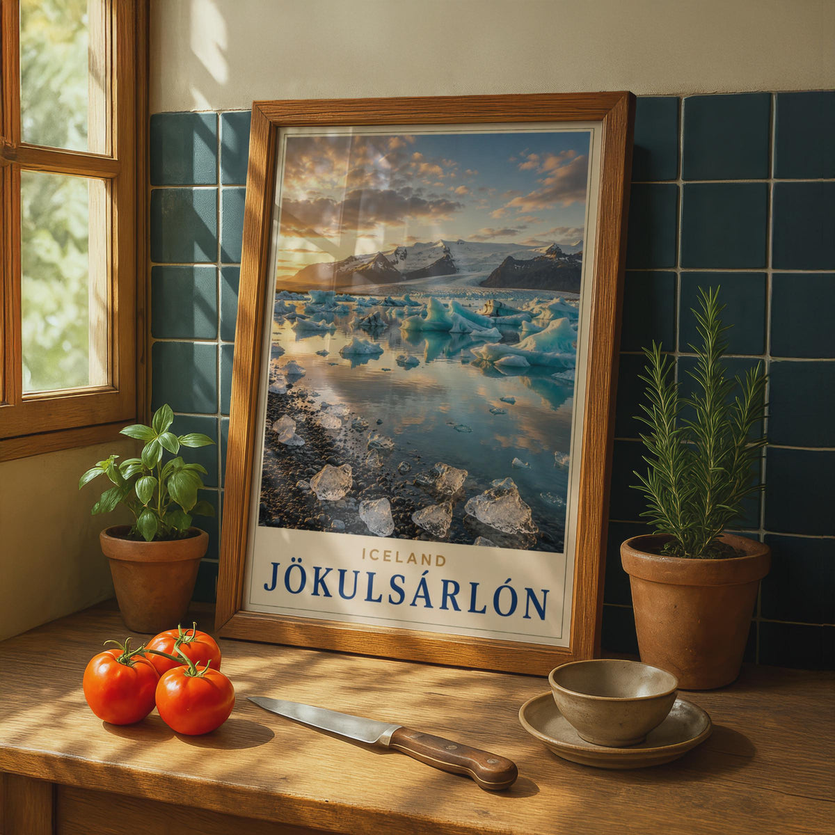 Jokulsarlon Iceland Glacier Lagoon Poster, Iceberg Travel Art, Nordic Landscape Print