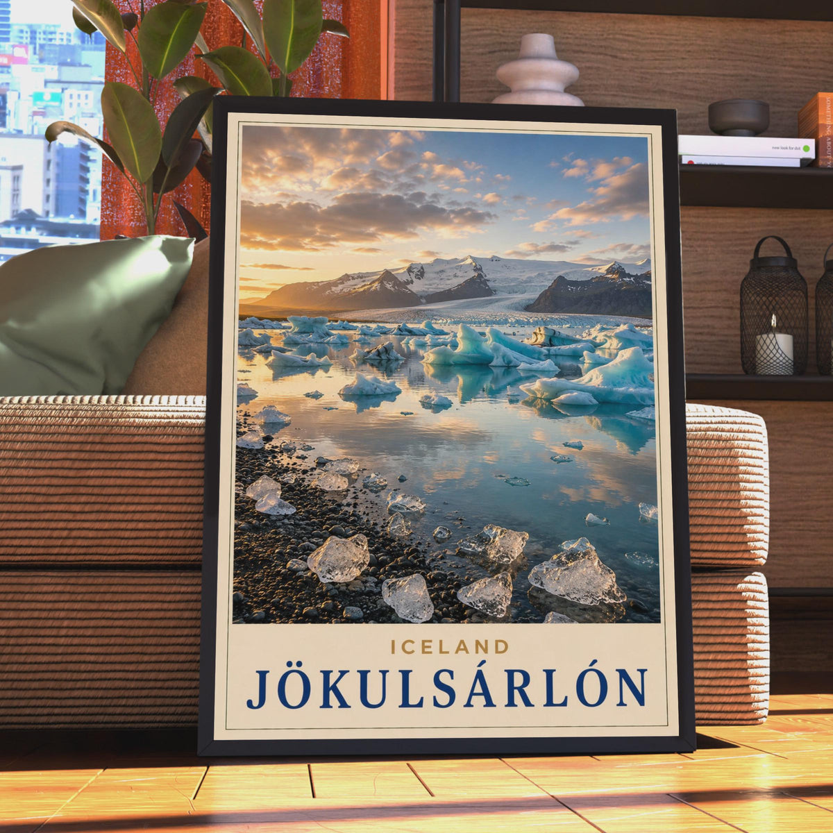 Jokulsarlon Iceland Glacier Lagoon Poster, Iceberg Travel Art, Nordic Landscape Print
