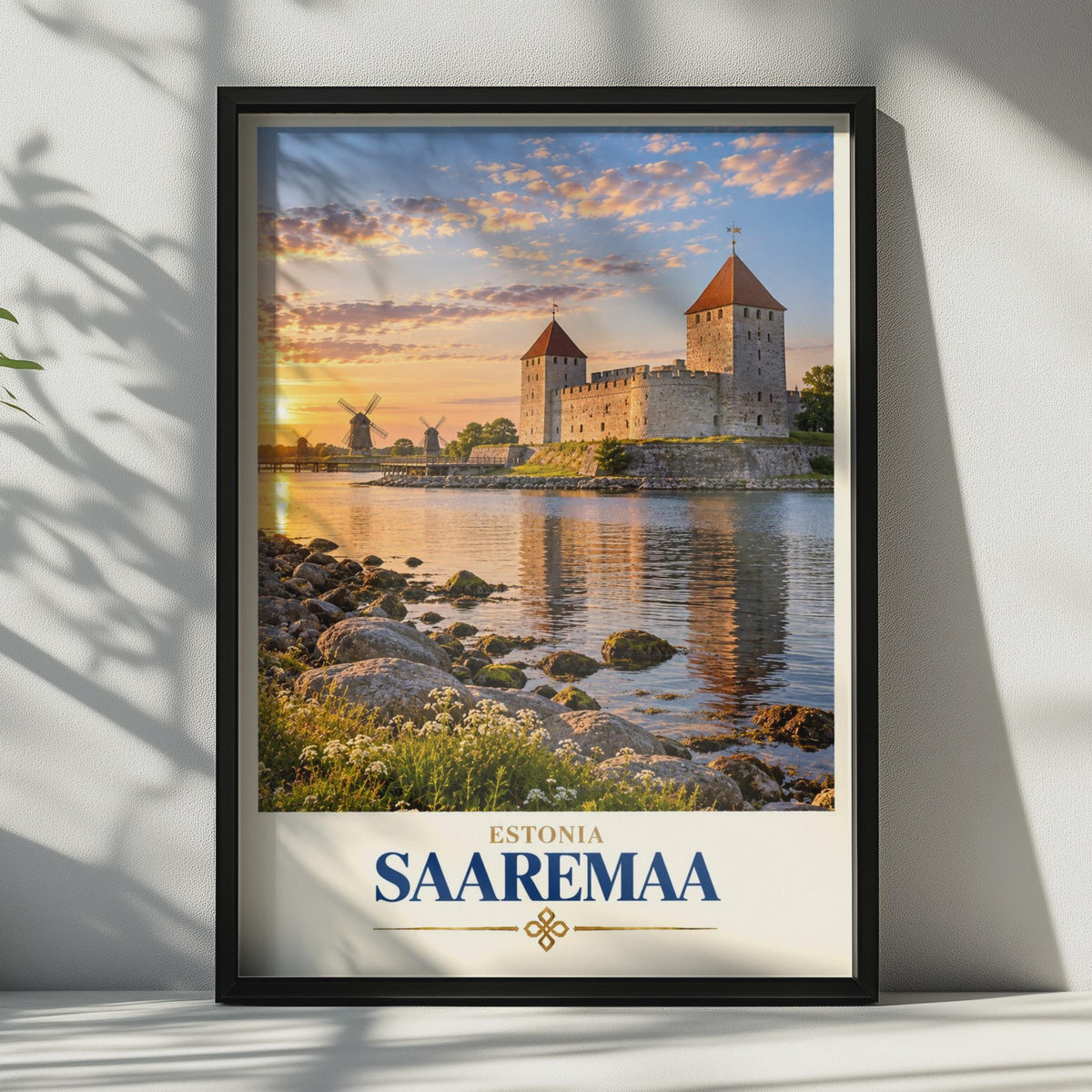 Saaremaa Estonia Travel Poster, Kuressaare Castle Sunset Print, Baltic Island Wall Art