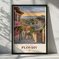 Plovdiv Bulgaria Travel Poster, Roman Theatre, National Revival Houses, Sunset City Art (Printed Poster)