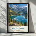 Kolsai Lakes Kazakhstan Travel Poster, Central Asia Mountain Lake Print (Wall Art)