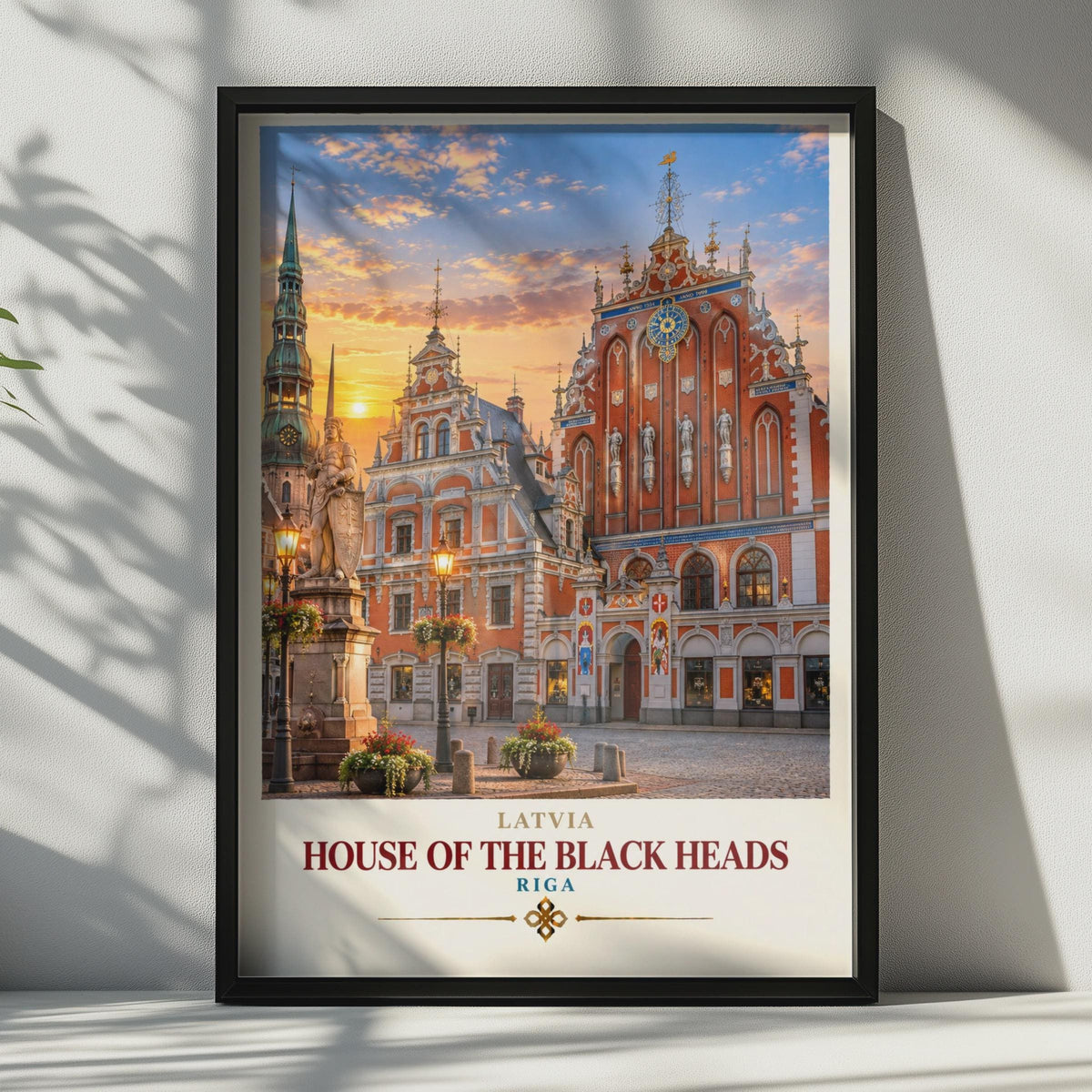 Riga Latvia Travel Poster, House of the Black Heads Print, Baltic City Wall Art, Old Town Architecture, Europe Travel Decor G