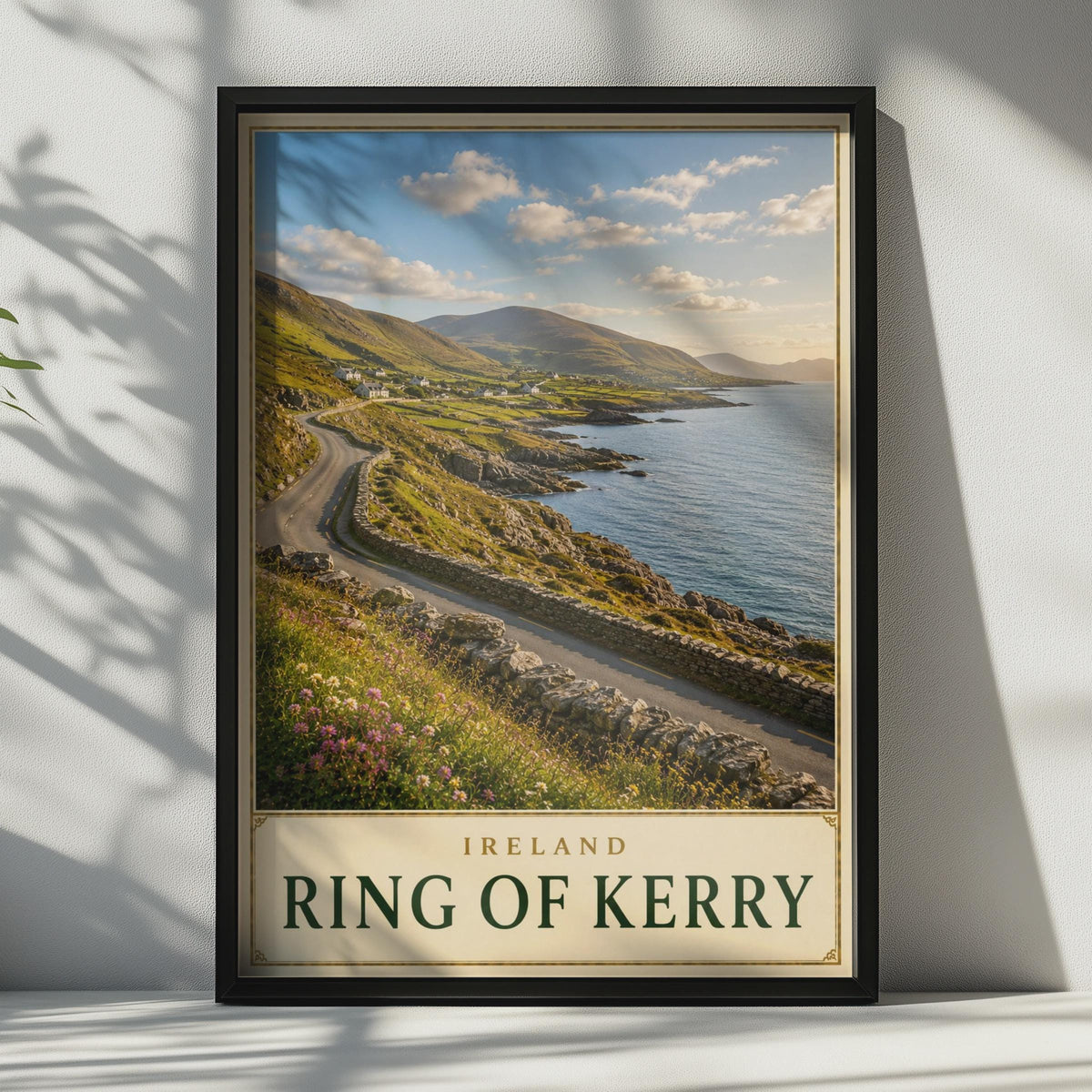 Ring of Kerry Ireland Travel Poster, Coastal Road Scenic Wall Art (Print)