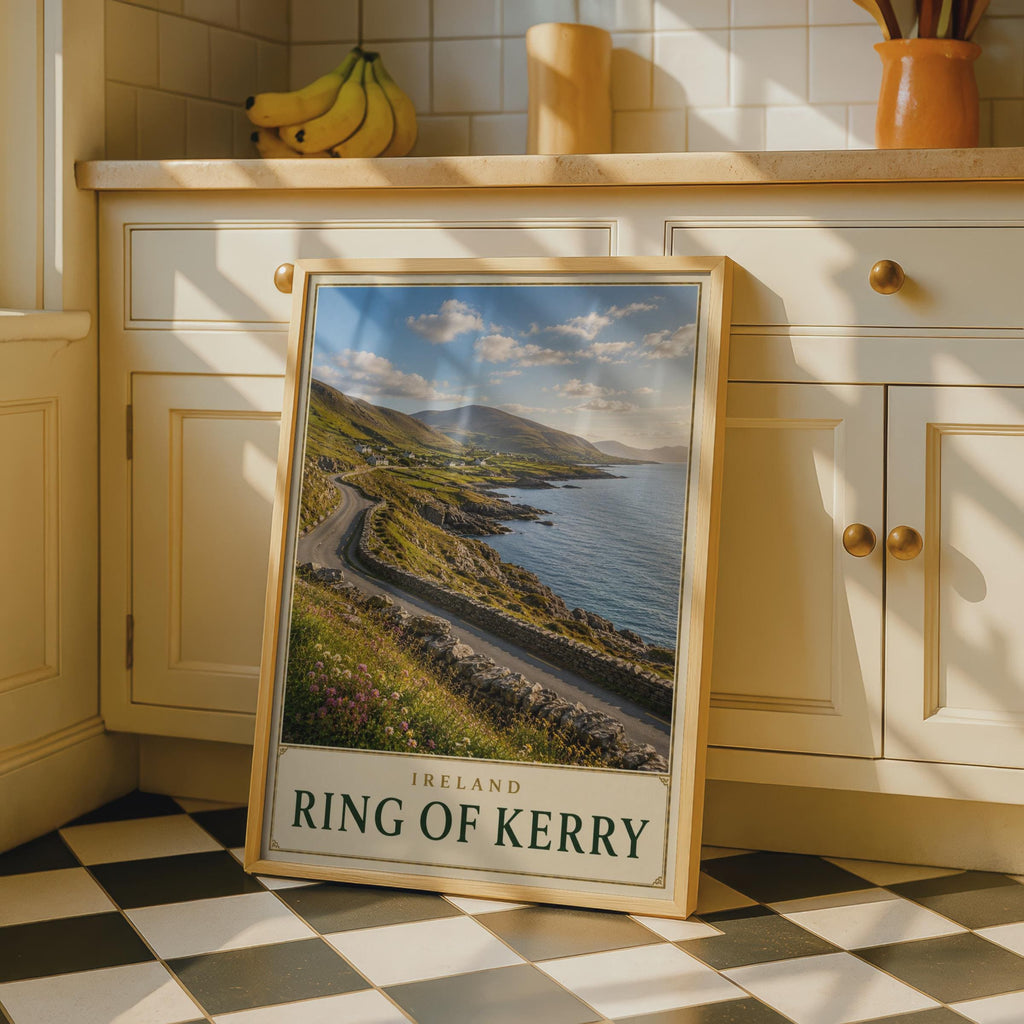 Ring of Kerry Ireland Travel Poster, Coastal Road Scenic Wall Art (Print)