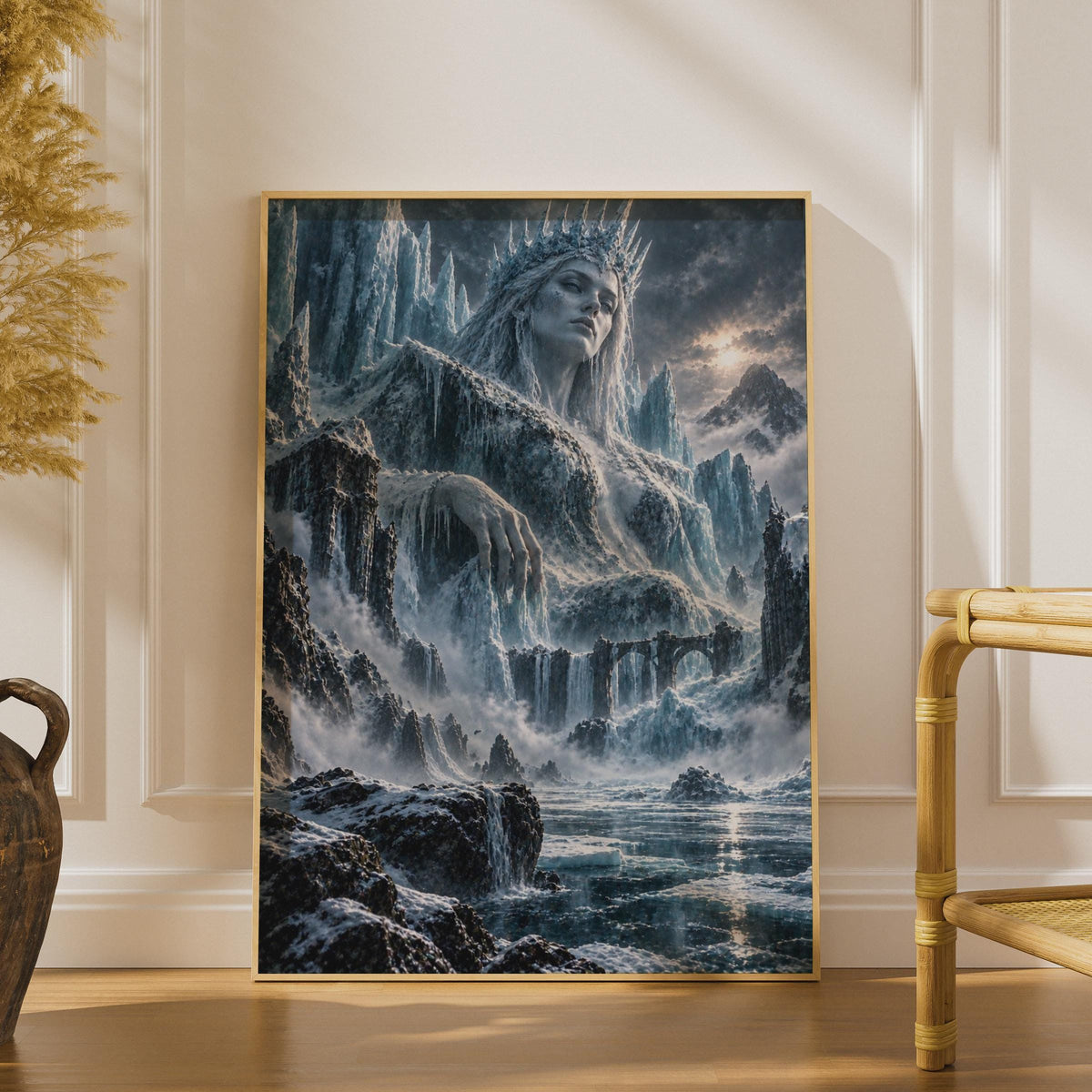 Ice Queen Fantasy Poster, Winter Goddess, Gothic Landscape Art (Print)