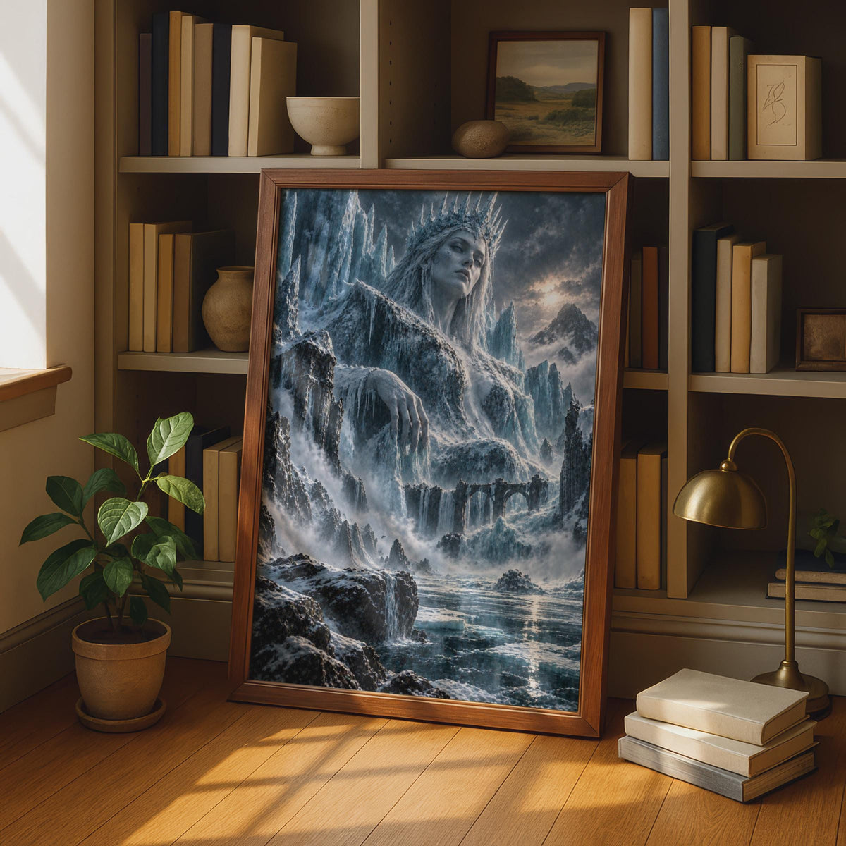 Ice Queen Fantasy Poster, Winter Goddess, Gothic Landscape Art (Print)