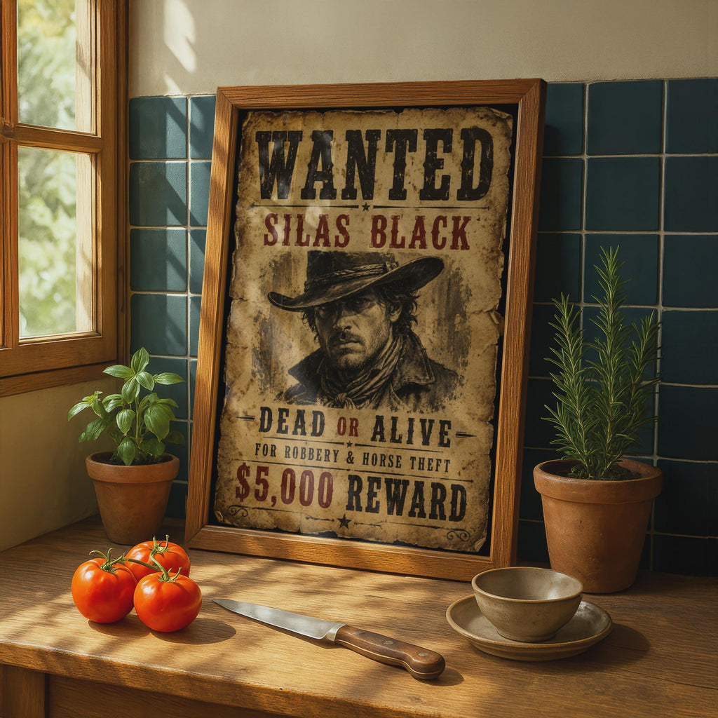 Wild West Cowboy Poster Kids Western Bedroom Wall Art Vintage Wanted Outlaw Print