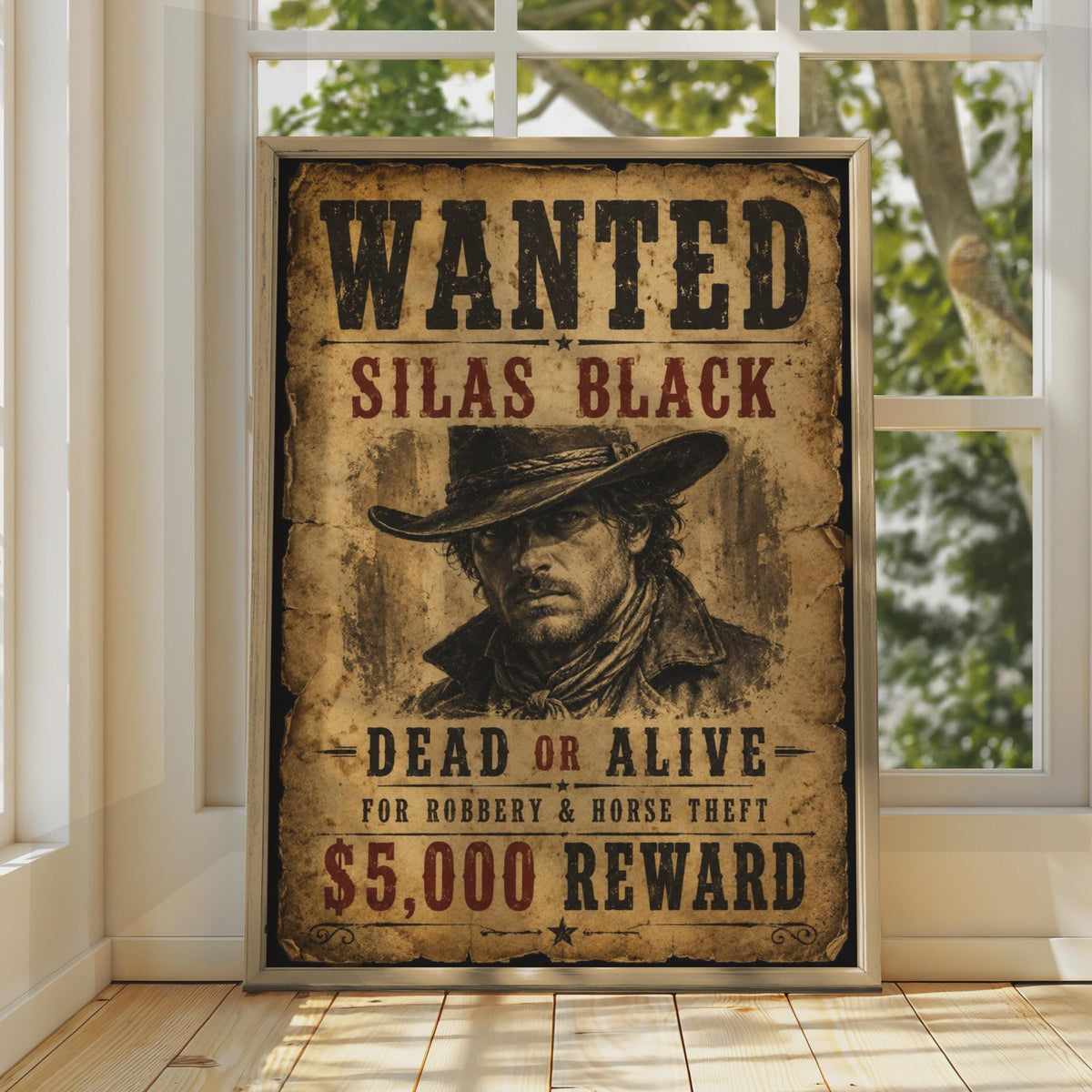 Wild West Cowboy Poster Kids Western Bedroom Wall Art Vintage Wanted Outlaw Print