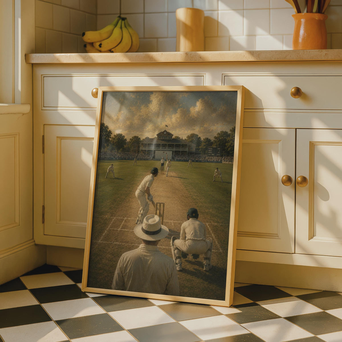 Vintage Cricket Match Poster, Classic English Ground Art, Retro Sport Painting Print