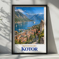 Kotor Montenegro Travel Poster, Bay of Kotor Coastal Art, Balkans Old Town Decor (Print)