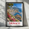 Monaco Travel Poster, French Riviera Harbour, Mediterranean Yacht Marina Print