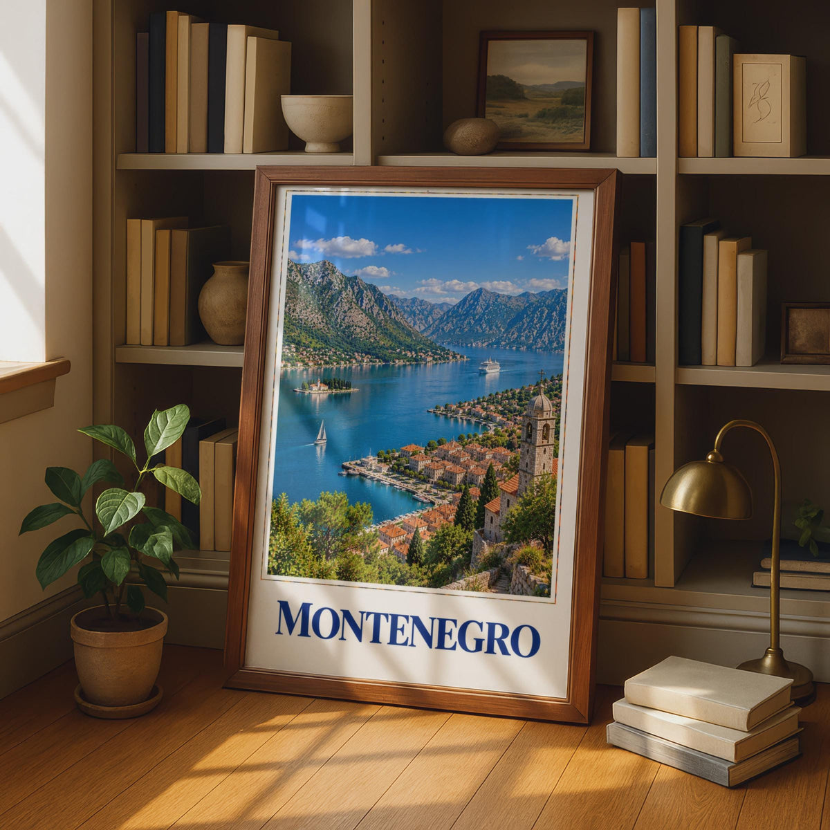 Montenegro Bay of Kotor Travel Poster, Adriatic Coast, Balkans Europe Home Decor