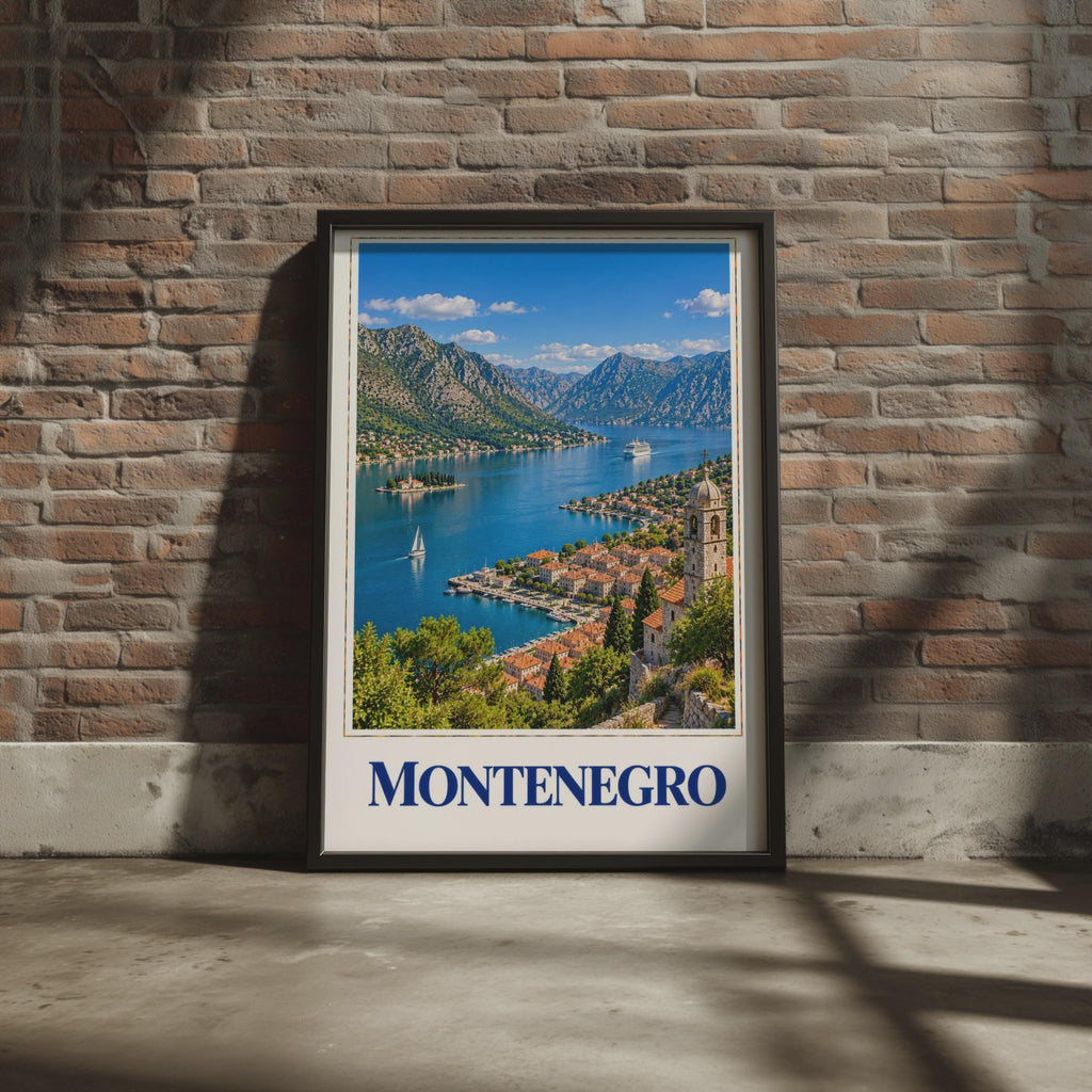 Montenegro Bay of Kotor Travel Poster, Adriatic Coast, Balkans Europe Home Decor