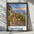 Sighnaghi Georgia Travel Poster, Caucasus Mountain Town, Cobblestone Street Art Print