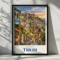 Tbilisi Georgia Travel Poster, Old Town Narikala Fortress, Caucasus City Skyline Print (Wall Art)