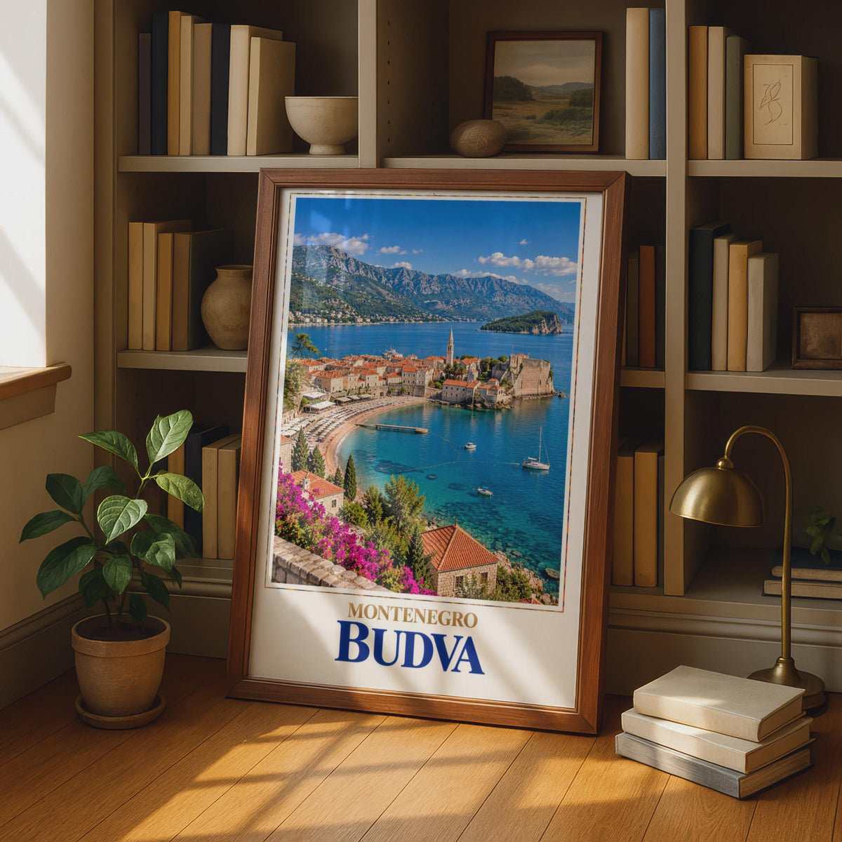 Budva Montenegro Travel Poster, Adriatic Old Town, Turquoise Sea, Balkan Coastal City Print, Europe Travel Decor