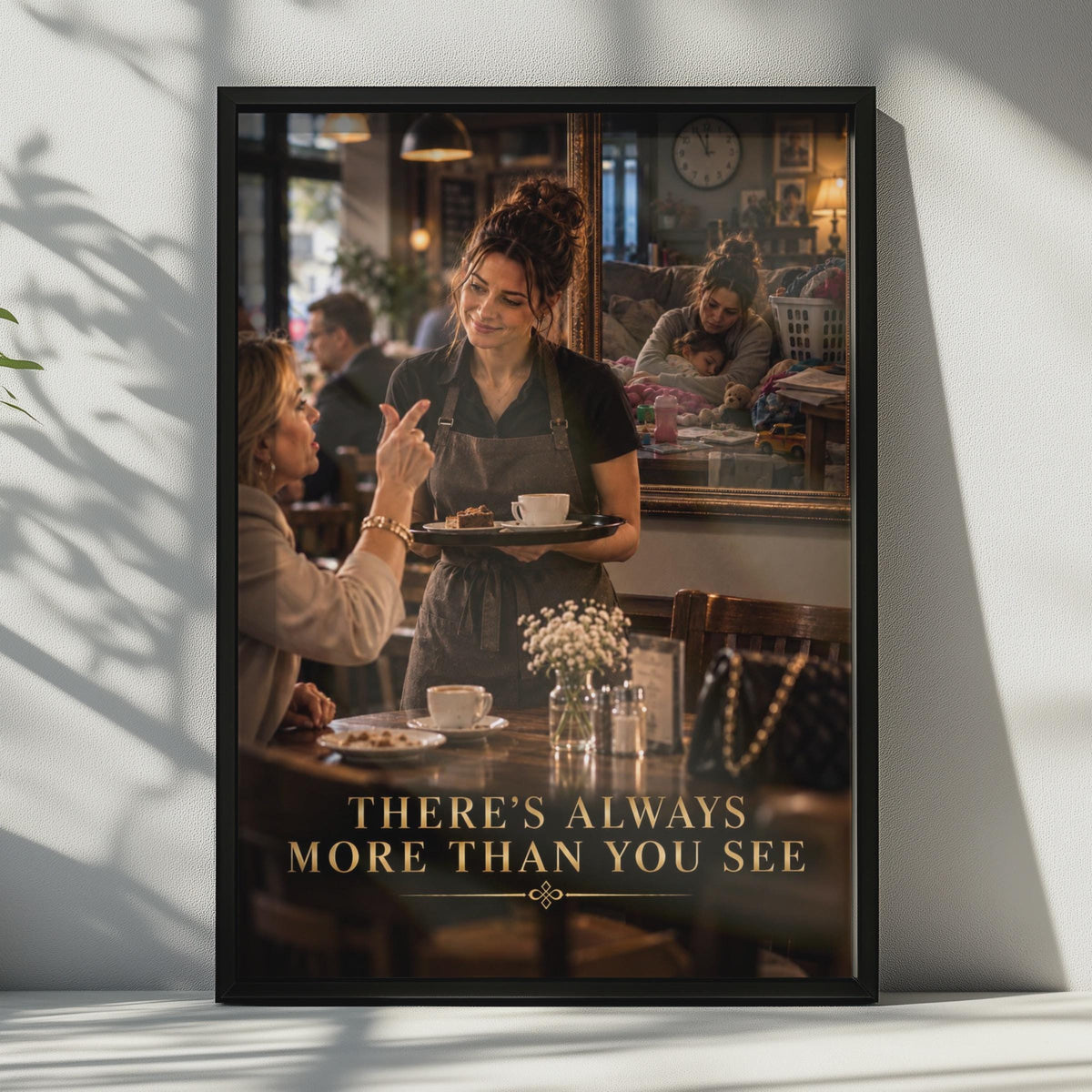 Waitress Single Mom Poster, Empathy Working Mum Art, Cafe Server Print